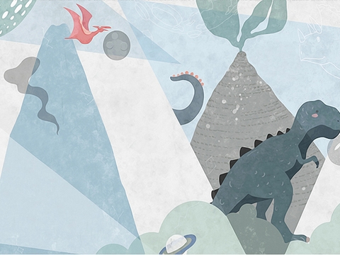  儿童房卡通壁纸壁画 