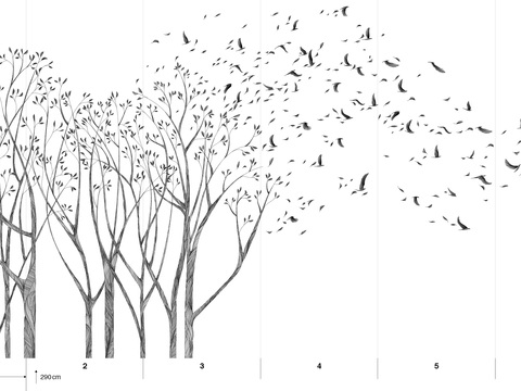  国外手绘植物壁纸壁画 
