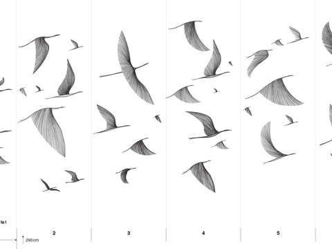  国外手绘植物壁纸壁画 