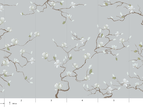  国外手绘植物壁纸壁画 