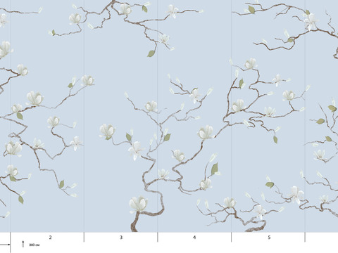  国外手绘植物壁纸壁画 