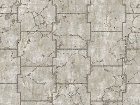  无缝浅灰色破损水泥拼花地砖人行道路地面广场铺贴 