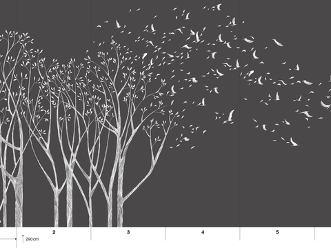  国外手绘植物壁纸壁画 