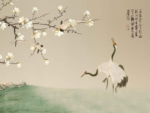  中式山水壁画贴图19 