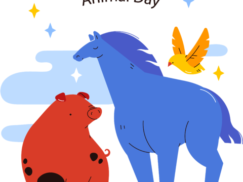  可爱儿童卡通森林动物狮子老虎长颈鹿插画海报图案 