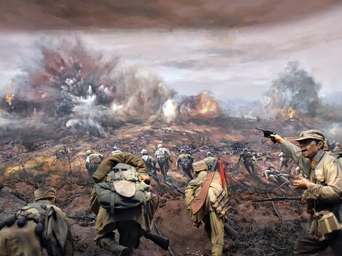  现代革命战争场景壁画 革命战争场景 