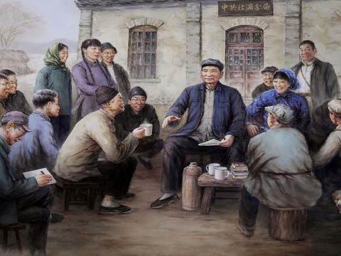  现代革命场景壁画 党建革命场景 