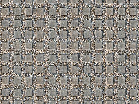  鹅卵石碎石地面 方块砖路面 户外地砖 马蹄石 