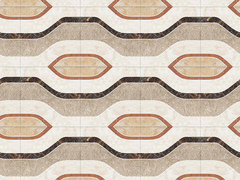  无缝现代米黄色大理石石材几何拼接拼花图案瓷砖地砖墙砖 