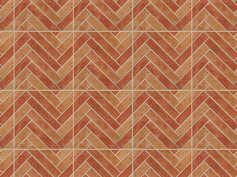  无缝人字纹陶瓦拼花地砖人行道路地面广场铺贴 