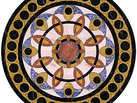  圆形免扣大理石材拼花图案纹理 