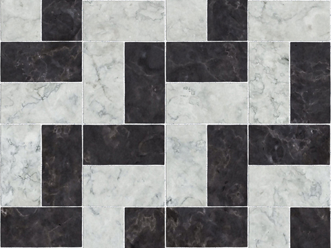  无缝现代黑色大理石石材几何拼接拼花图案瓷砖地砖墙砖 