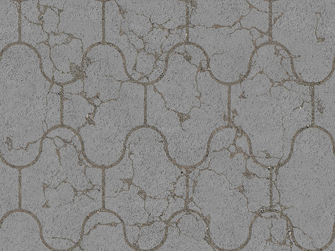  无缝灰色破损水泥拼花地砖人行道路地面广场铺贴 