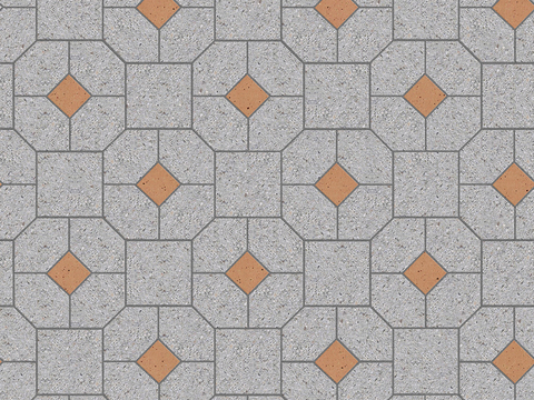  无缝灰色水泥拼花地砖人行道路地面广场铺贴 