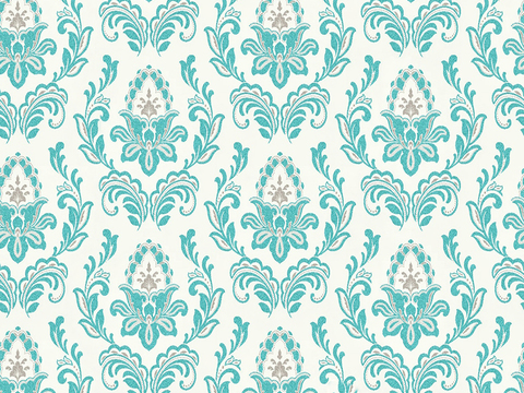  无缝蓝色欧式法式古典花纹壁纸壁布墙布 