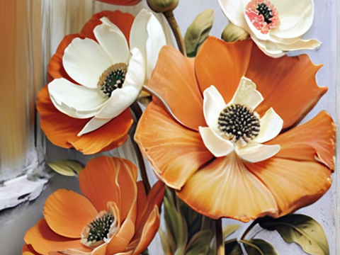  现代奶油挂画 植物挂画 高级法式感玄关挂画 客餐厅装饰画 