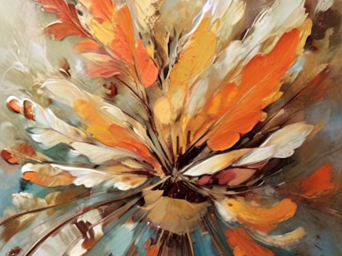  现代奶油挂画 植物挂画 高级感玄关挂画 