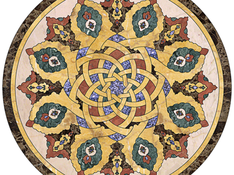  圆形免扣大理石材拼花图案纹理 