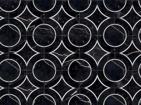  无缝现代黑色大理石石材几何拼接拼花图案瓷砖地砖墙砖 