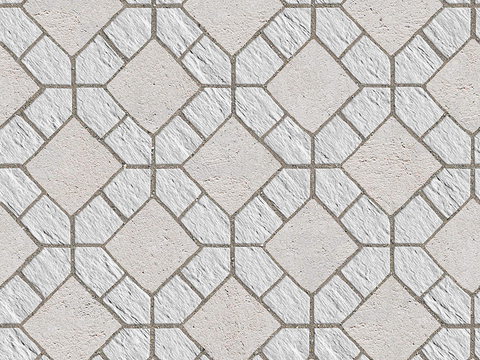  无缝花岗岩石材几何拼花地砖人行道路地面广场铺贴 