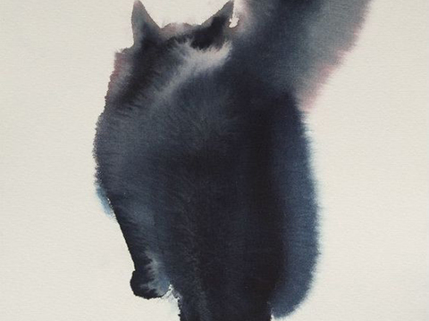  动物水墨画 猫 