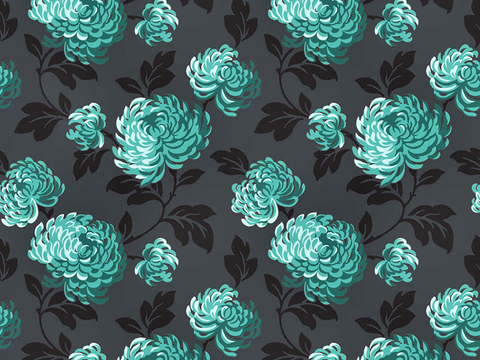  无缝蓝色欧式田园风格碎花花纹图案壁纸壁布墙布 