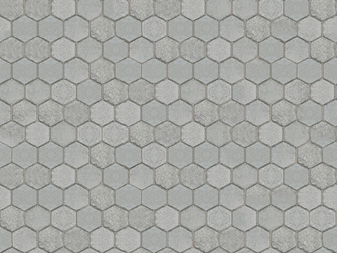  无缝六角形石材拼花地砖人行道路地面广场铺贴 