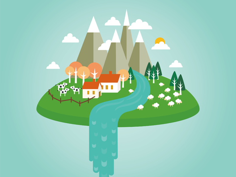  卡通儿童壁画 环保插画素材 