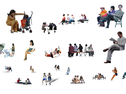  PSD免抠行走动态人物坐姿人物 