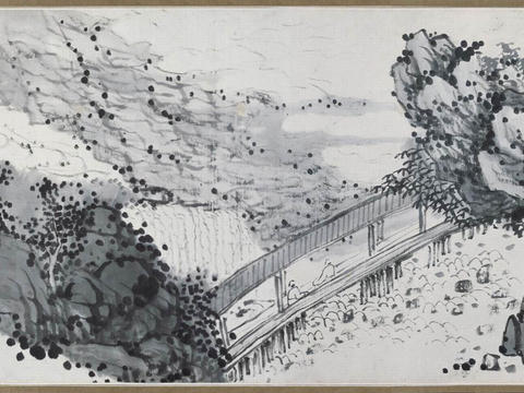  中式山水画 国画 山水壁画 艺术壁画 