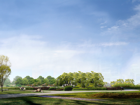  自然草坪公园森林树木天空外景贴图 