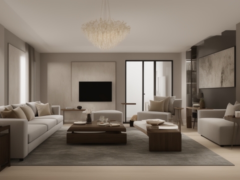  客厅新中式风格贴图160 