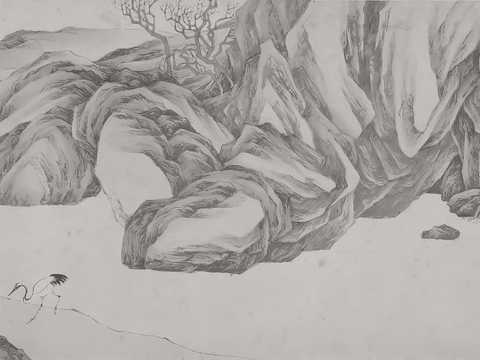  中式山水画 国画 山水壁画 艺术壁画 