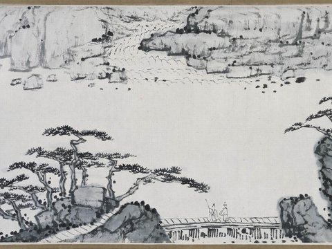  中式山水画 国画 山水壁画 艺术壁画 