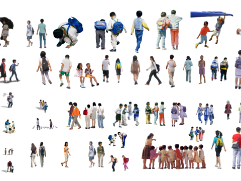  PSD免抠亲子家庭儿童组合人物 