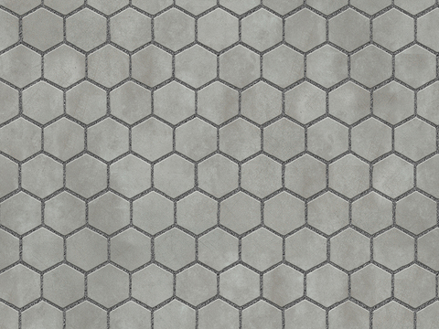  无缝六角形石材拼花地砖人行道路地面广场铺贴 