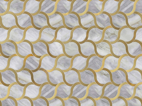  无缝现代白色大理石石材几何拼接拼花图案瓷砖地砖墙砖 