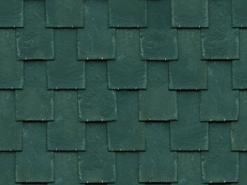  无缝绿色别墅建筑屋顶中式仿古石板瓦片 