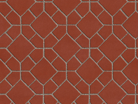  无缝陶瓦几何拼花地砖人行道路地面广场铺贴 