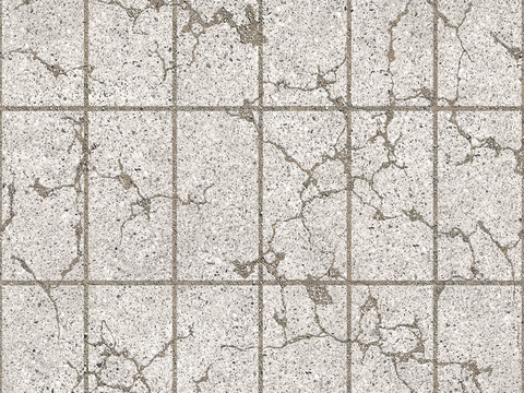  无缝灰白色破损水泥拼花地砖人行道路地面广场铺贴 