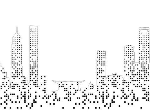  现代黑白城市剪影壁纸 