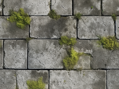  无缝带草水泥石板路贴图 