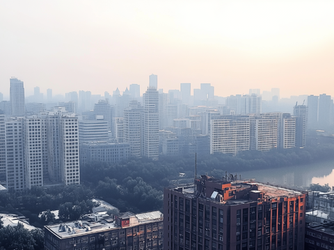  白天小区建筑外景 