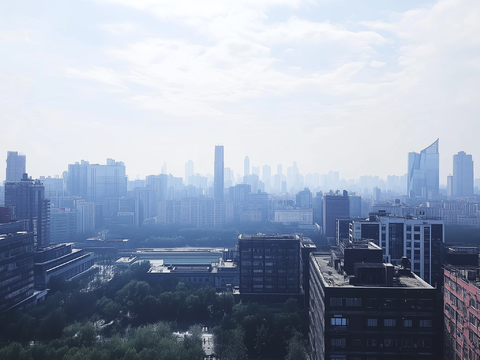  白天小区建筑外景 