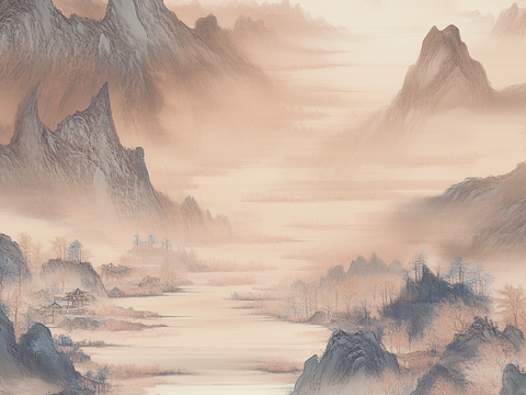  新中式山水壁画挂画 