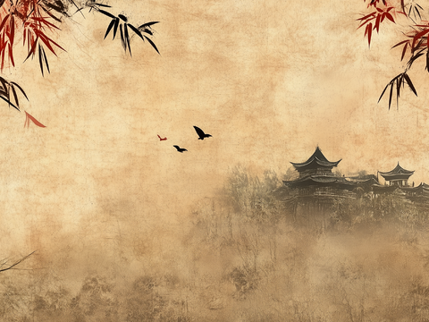  新中式竹子壁画 