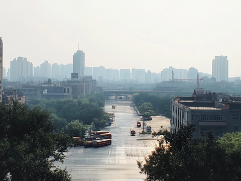  白天小区建筑外景 