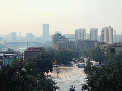  白天小区建筑外景 