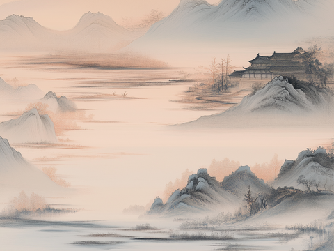  新中式山水壁画挂画 