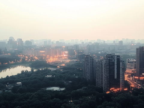  白天小区建筑外景 
